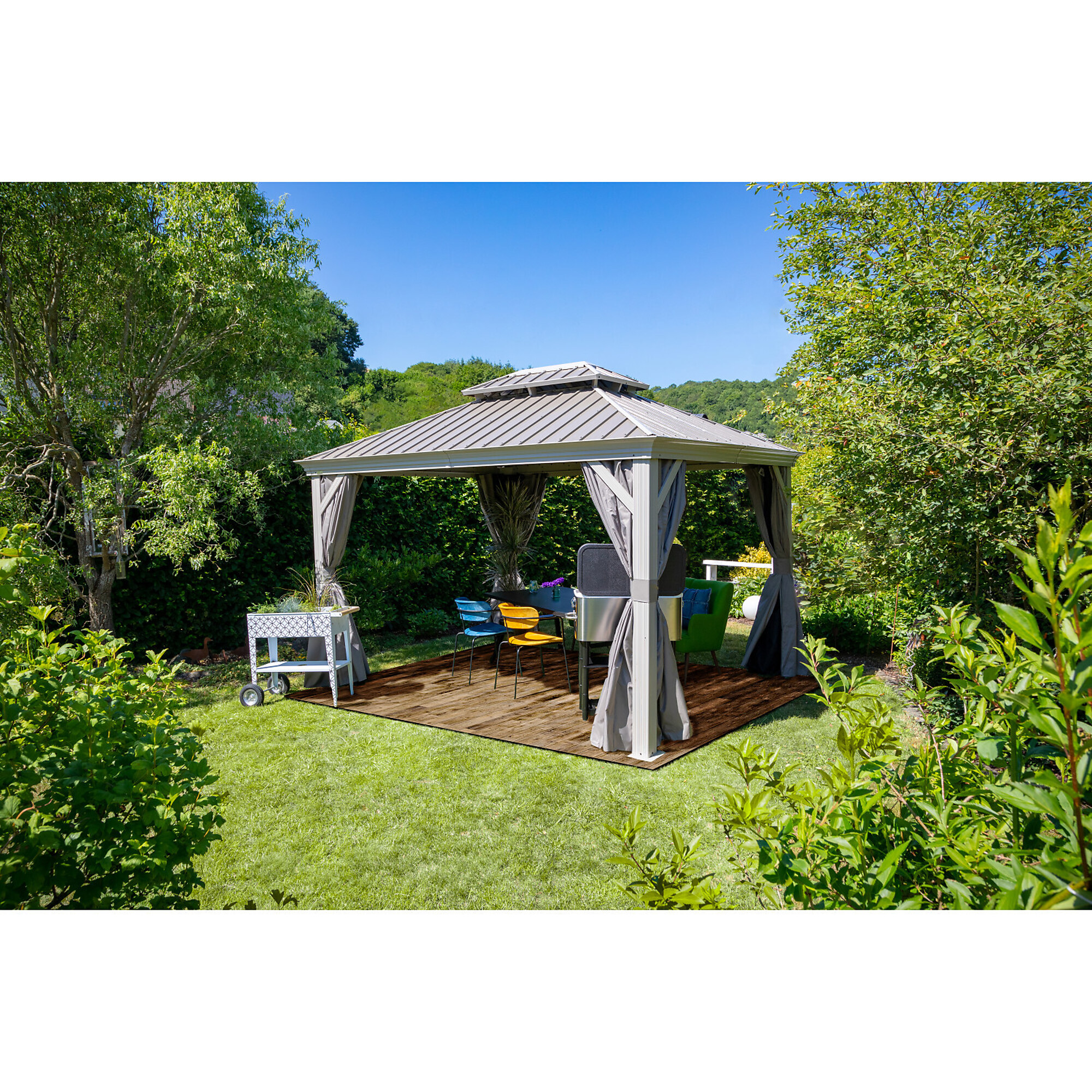 Sojag Taupe Curtains for Monaco/Messina/Mykonos Gazebos — 12ft. x 12ft., UV Protection, Outdoor Shades, Model# 135-9165661